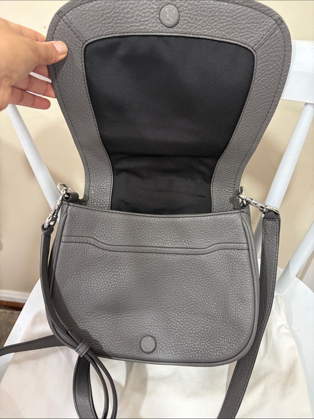 Marc Jacobs Dark Gray Pebbled Leather Saddle Crossbody - Picture 4 of 15